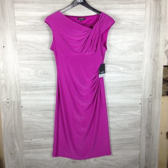 NWT NORDSTROM MARINA ONYX NITE RUCHED WRAP DRESS - Picture 5 of 10